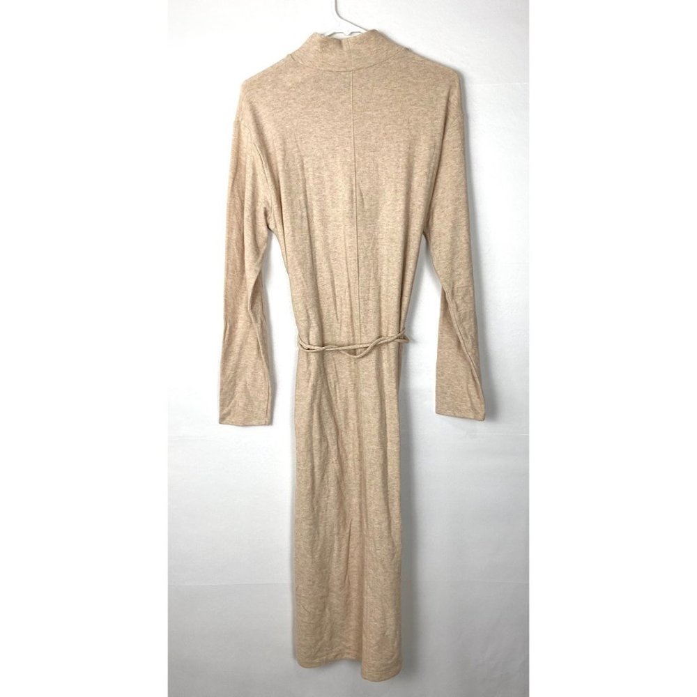 Vince Long Sleeve Mock Neck Knit Turtleneck Midi Sweater Dress Marzipan - Picture 6 of 10